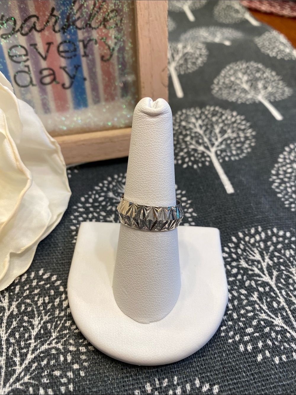 Milor Sterling Silver Faceted Geometric Women's Ring